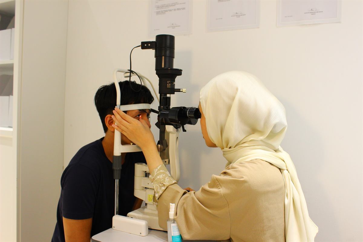 Slit lamp eye health examination at AVIS Vision Care