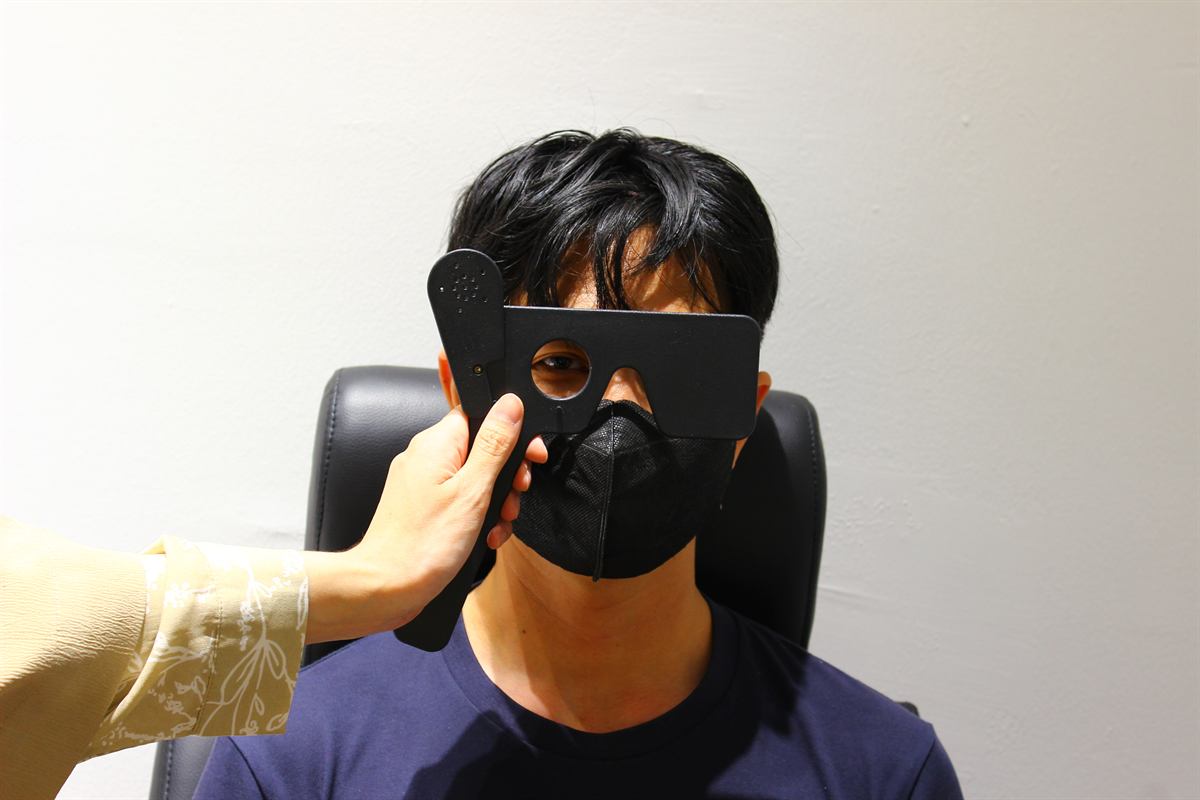Distance vision testing during an eye check